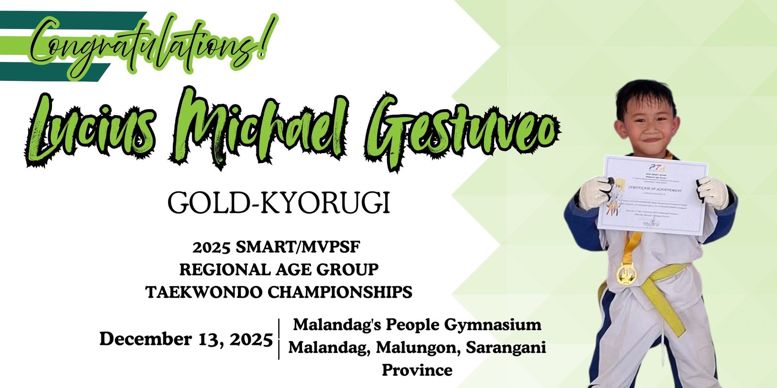 Congratulations to our Taekwondo Jins!